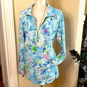 Lilly Pulitzer Skipper Popover Coastal Blue Lion Around Print Size Large